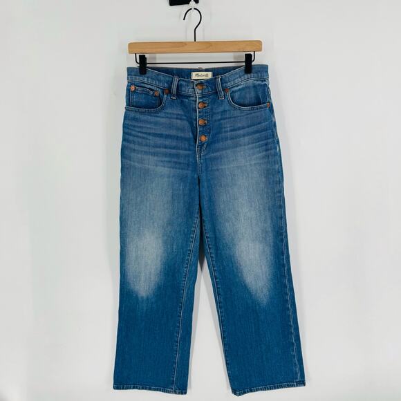 Madewell Slim Wide Leg Crop Jeans Size 29 Classic Button Fly Closet Staple - Picture 1 of 8